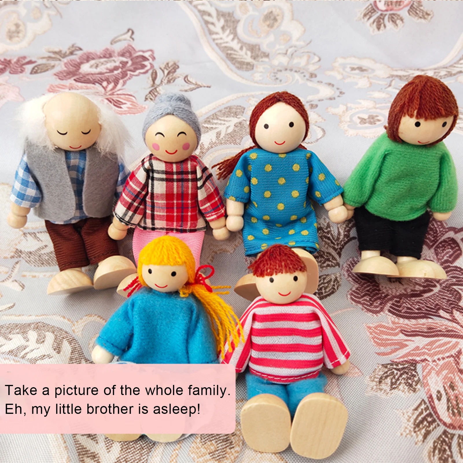 7Pcs/Set Cartoon Miniature Family Wooden Movable Jointed Doll Parent-child Toys Children Kids Gift Muppet Pretend Toys 5 7Pcs/Set Cartoon Miniature Family Wooden Movable Jointed Doll Parent-child Toys Children Kids Gift Muppet Pretend Toys 5