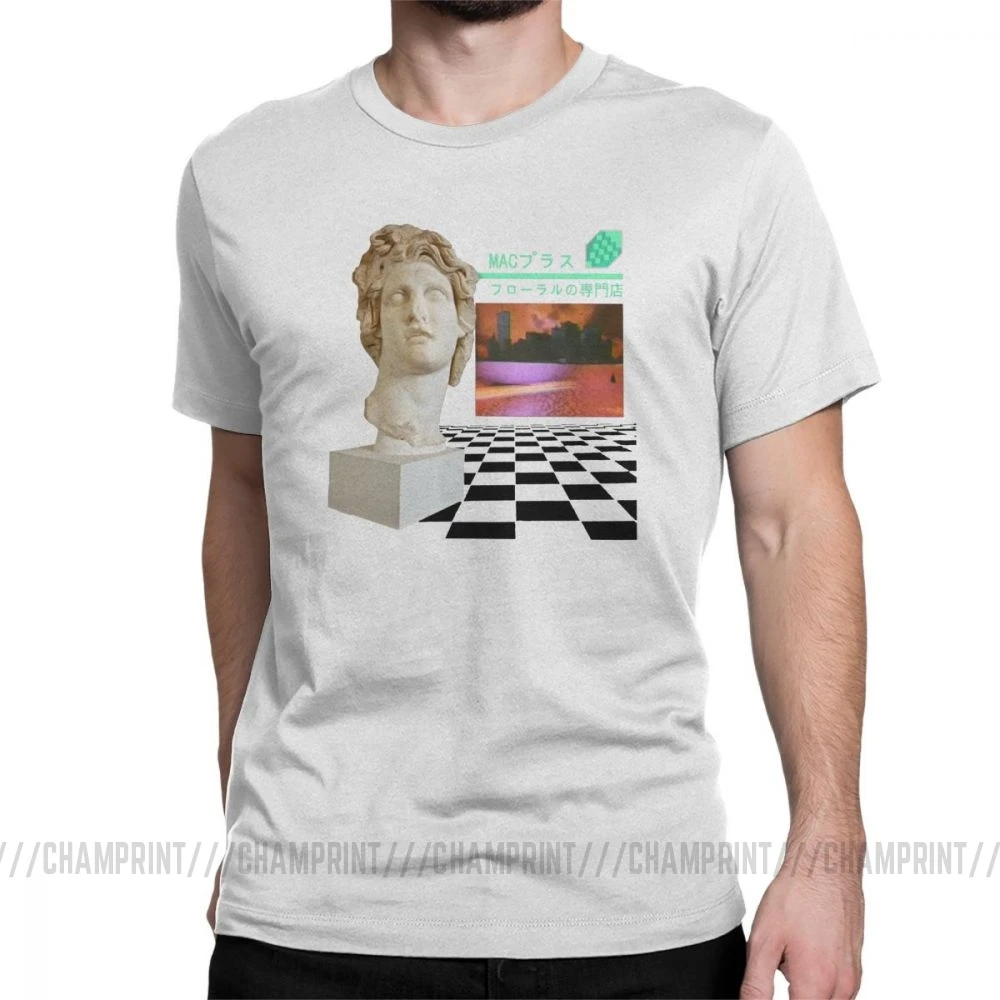 Эстетика vaporwave мужские футболки Vapor Wave цветочный шопп Макинтош плюс мода хлопок футболки с круглым вырезом футболки подарок Топы - Цвет: Белый