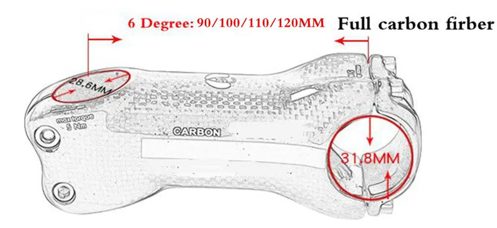 Карбоновый вынос руля велосипеда 6 градусов 31,8 мм* 90-120 мм матовая глянцевая для MTB Горная дорога велосипед Велоспорт силовые части