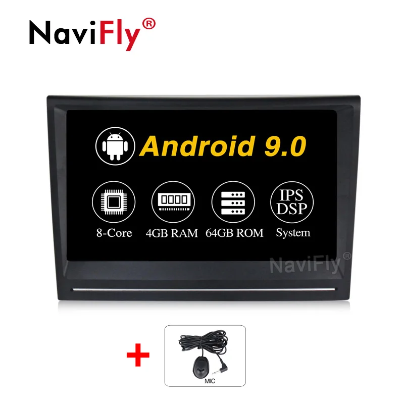 NaviFly 8 дюймов 2 Din ips+ DSP Android 9,0 Автомагнитола gps для Porsche/911/997/Cayman/Boxster 2 ГБ ram Полный сенсорный экран 1024*600 HD - Color: 4G-64GB