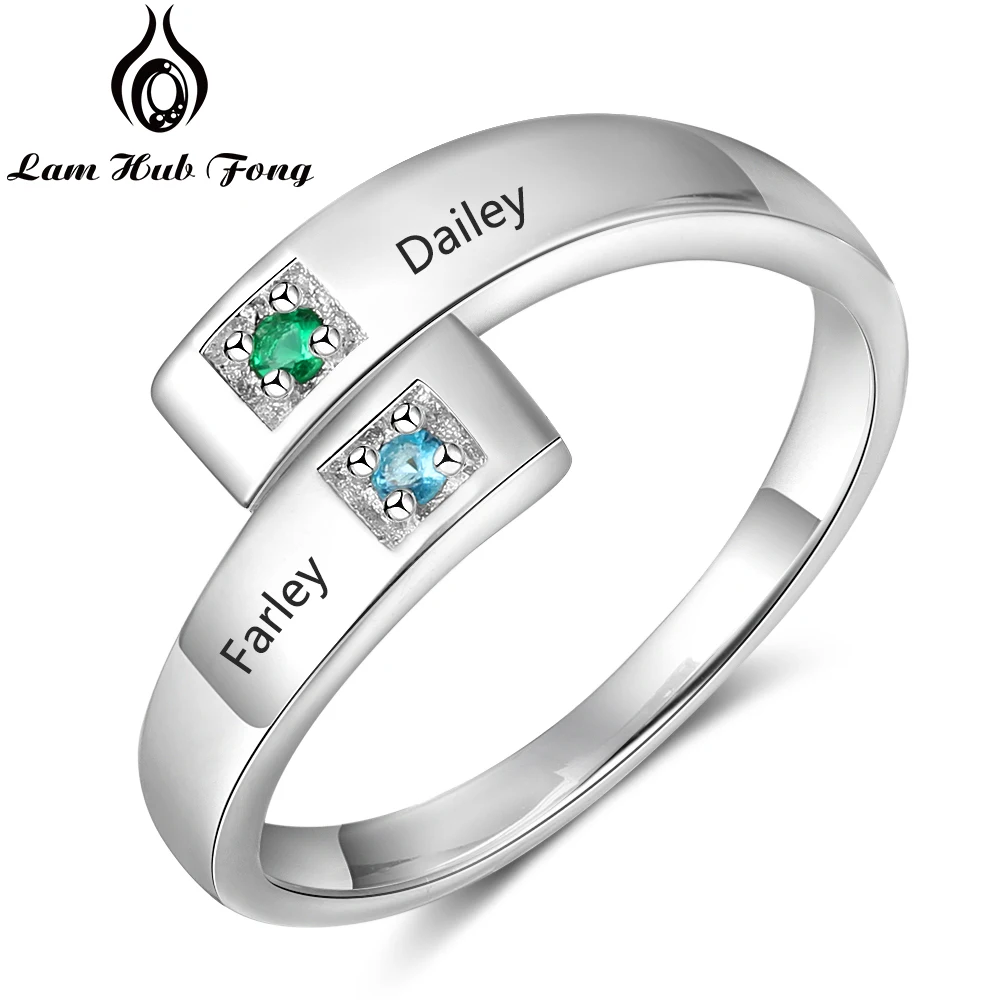 

Personalized Birthstone Ring Custom Couple Ring for Women Engraved 2 Names Ring Adjustable Promise Jewelry Gift(Lam Hub Fong)
