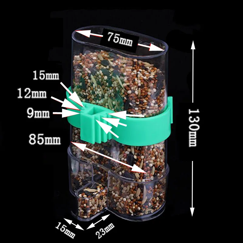 1 шт. ПЭТ птица Автоматическая клетка кормушка для воды Попугай Cockatiel акриловый сито для пищевых продуктов кормушка для птиц оборудование - Цвет: Зеленый