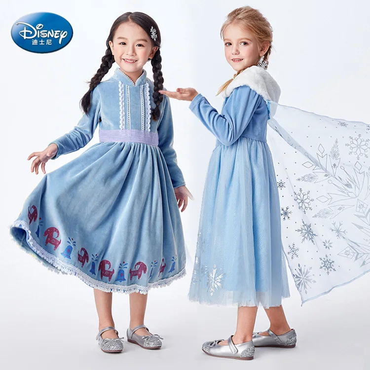 

Disney authentic Frozen Aisha princess dress Christmas gift autumn and winter girls net yarn dress costume