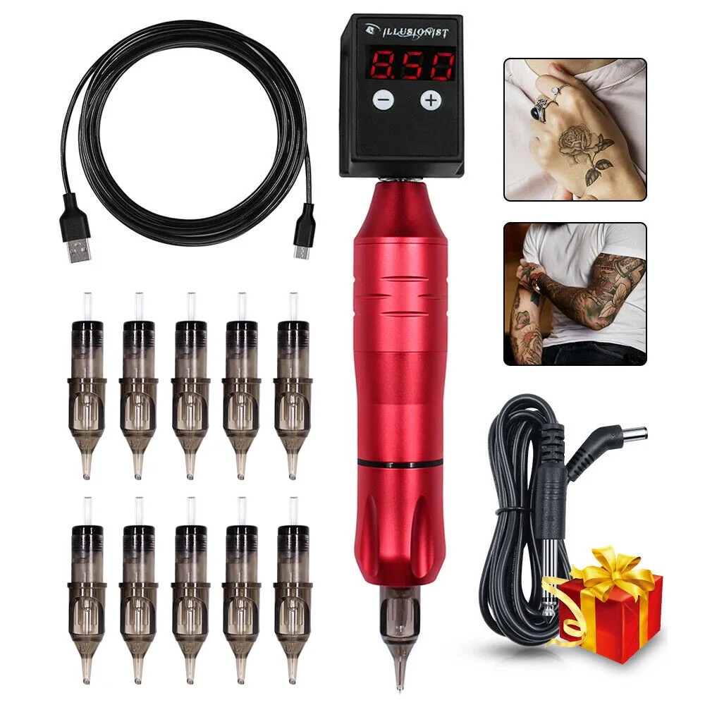 

Newest Tattoo Machine Kits Rotary Tattoo Pen Needles With Mini Wireless Tattoo Battery Power Equipment For Tattoo Body Art