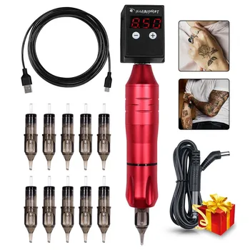 

Newest Tattoo Machine Kits Rotary Tattoo Pen Needles With Mini Wireless Tattoo Battery Power Equipment For Tattoo Body Art