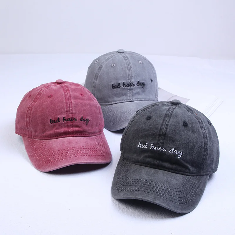 

Hat Women's Summer Lettered Baseball Cap Retro Versatile Washing Cowboy Brim Hat Youth Students Outdoor Topee