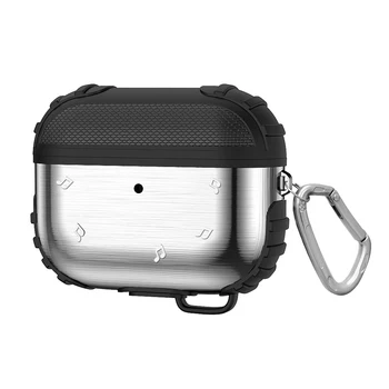 

Metal Silicone Earphone Protective Case Wireless Bluetooth Earphone Shockproof Case with Hooked Earbud Box for AirPods Pro Case