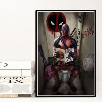 

Hot Deadpool Superhero Funny Movie Toilet Posters And Prints Wall Pictures For Living Room Nordic Decoration Home Decor Cuadro
