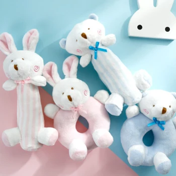 

Baby Kid Rattle Toy Cartoon Animal Style Plush Hand Bell Hand Knocking Bell Dumbbell Early Educational Toy Newborn Birthday Gift