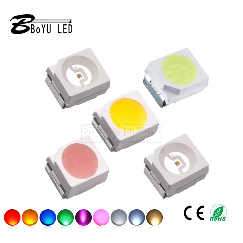 100 шт. светодиодный фонарь 3528 SMD белый Красный зеленый Синий Желтый оранжевый