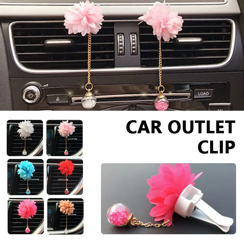 Air Outlet Perfume Clip Auto Perfume Clip Universal Car Perfume Clip Ornament Aromatherapy Freshener Diffuser Camellia Portable