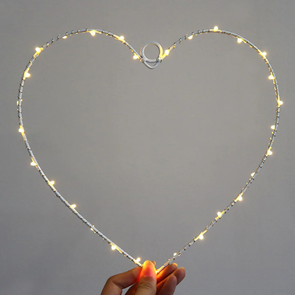 

Lamp Decoration Home Iron Metal Love Heart Bedroom Battery Powered Wedding Wall Mount Led Valentines Day Night Light Gift