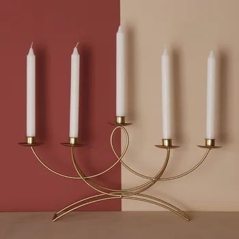 

Retro Metal Candle Holder Restaurant Dinner Gold Long Candle Stand Home Party Wedding Decoration Table Centerpiece Candlestick