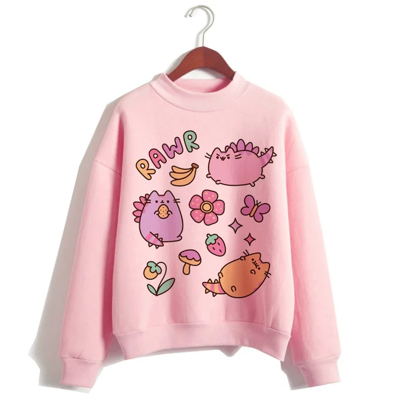 Pusheen Кошка толстовки Harajuku для женщин Забавный мультфильм толстовка Kawaii Ullzang милый с капюшоном Корейская зима 90s теплая толстовка женская