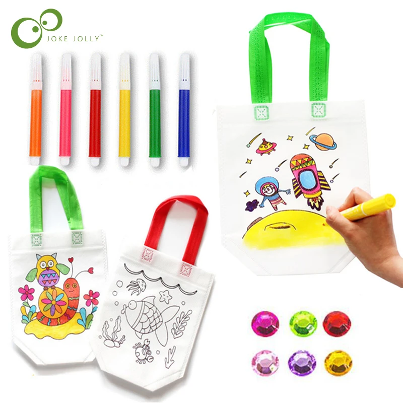

Kids DIY Drawing Craft Color Bag Children Learning Puzzles Educational Drawing Toys with Safe Watercolor pen for Baby Gifts ZXH
