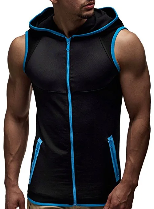 

Men's Vest Shirt 2018 Summer Solid Color Gym Bodybuilding Fitness Sleeveless Hoodie Men's Hooded Vest Men's Cardigan Sweatshirt