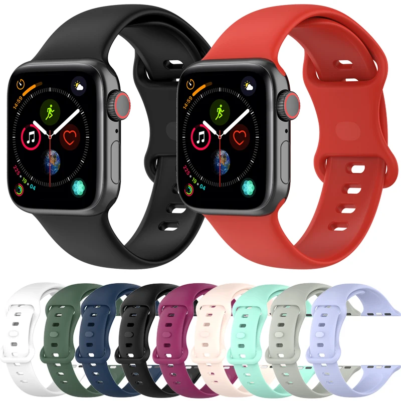 

Silicone Strap For Apple watch band 44mm 45mm 42mm watchband bracelet 40mm 38mm 41mm correa for apple watch series 6 5 3 SE 7