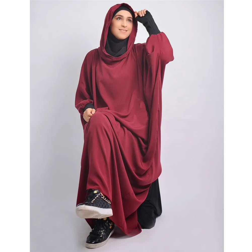 

Eid Modest Prayer Garment Hooded Abaya Women Muslim Full Cover Maxi Dress Islamic Clothing Arab Robe Caftan Kaftan Ramadan Gown