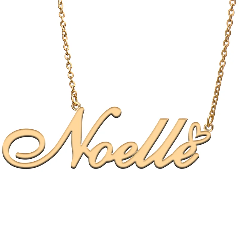 

Noelle Name Tag Necklace Personalized Pendant Jewelry Gifts for Mom Daughter Girl Friend Birthday Christmas Party Present