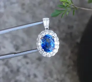 

P315 Fine Jewelry 18K Gold AU750 Natural 1.94ct Cornflower Blue Sapphire Gold Diamond Pendant Gemstone Necklaces for Women