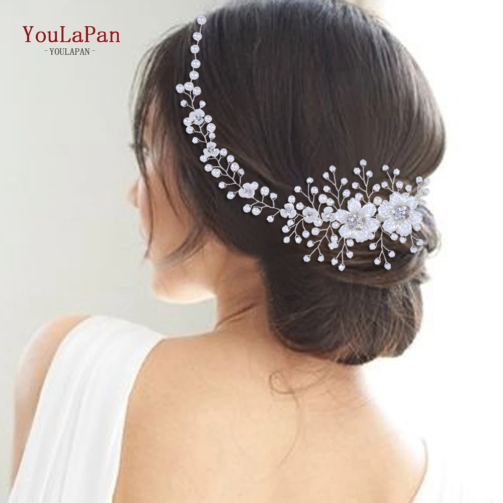 Bridal Hair Accessories YouLaPan HP295 Flower Headwear Wedding Headband for Bride Crystal Pearls Women Tiara Bridal Headpieces Hair Jewelry