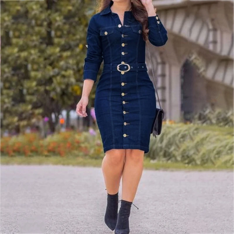 bodycon midi denim dress