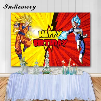 

InMemory Super Saiyan Boy Birthday Party Photographic Background Dragon Ball Theme Backdrops Photo Studio Props Vinyl Photophone
