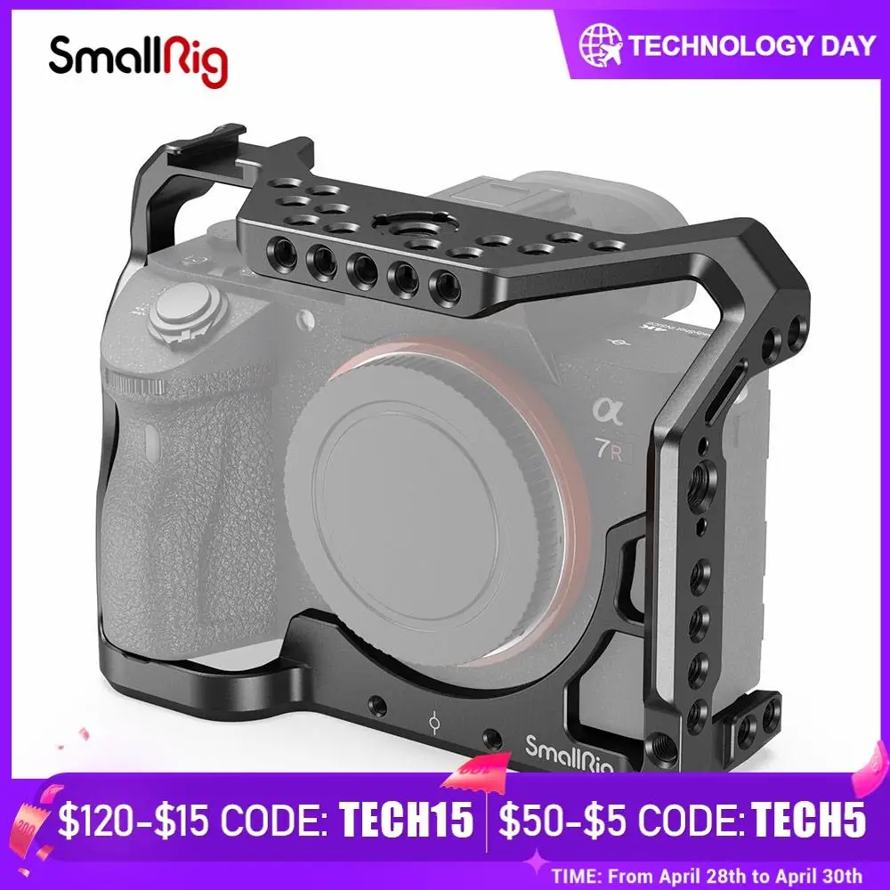 SmallRig-carcasa de camara DSLR para cámara Sony A7RIII/A7M3/A7III, con montaje de zapata fría, orificios de localización para más opciones de bricolaje 2087C