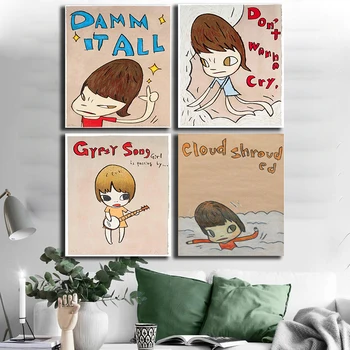 

Yoshitomo Nara Poster Painting Printed Pictures Wall Art Posters and Prints Artwork Cuadros Home Decor for Living Room Posters