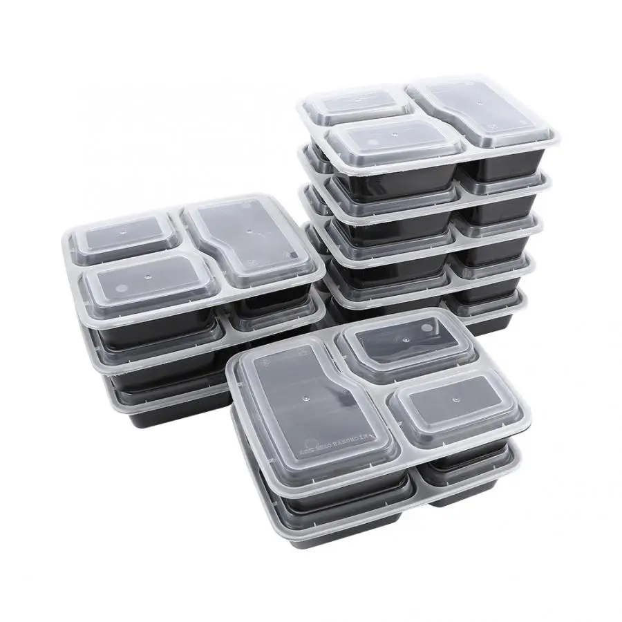 Пластиковый многоразовый ящик Bento для хранения еды контейнер Ланч бокс 3 отсека