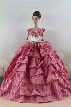 Jolie robe rouge à carreaux pour poupée Barbie, vêtements de princesse, tenues de danse, accessoires, jouet pour enfant, 1/6 BJD 