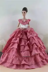 Jolie robe rouge à carreaux pour poupée Barbie, vêtements de princesse, tenues de danse, accessoires, jouet pour enfant, 1/6 BJD 
