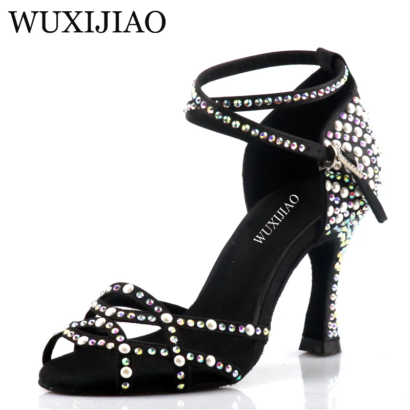 

Women's Purple Latin Dance Shoes New Dance Shoes Unique Design Salsa Shoes White Pearl Diamond Sandals