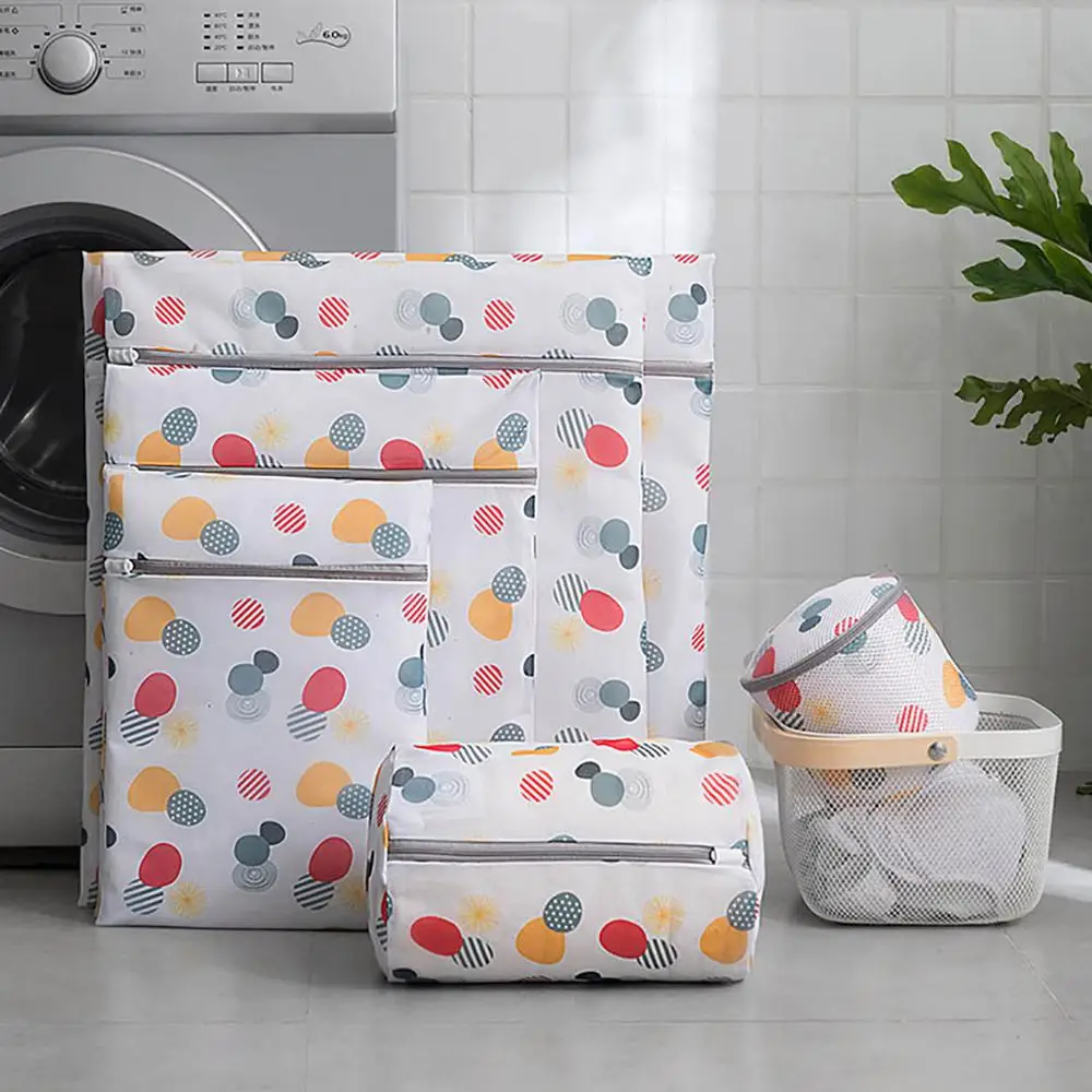 

Printed Polyester Zipper Laundry Bag Clothes Wash Bag Washing Machine Laundry Container Bra Socks Underwear Clothes Bag