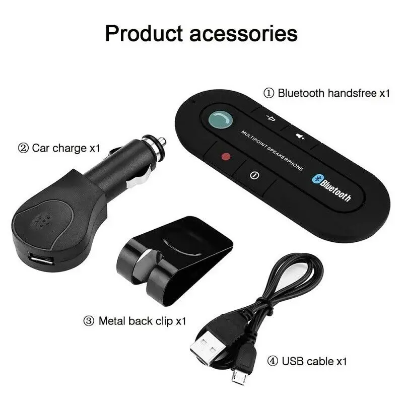 Usb гарнитура автомобильный комплект беспроводной динамик телефон Mp3 музыкальный плеер Солнцезащитный козырек клип динамик телефон зарядное устройство без Aux