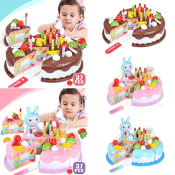 

37PCS Kids DIY Birthday Party Cake Food Fruit Dessert Pretend Playset Role Play Set for Boys Girls Christmas Birthday Gift