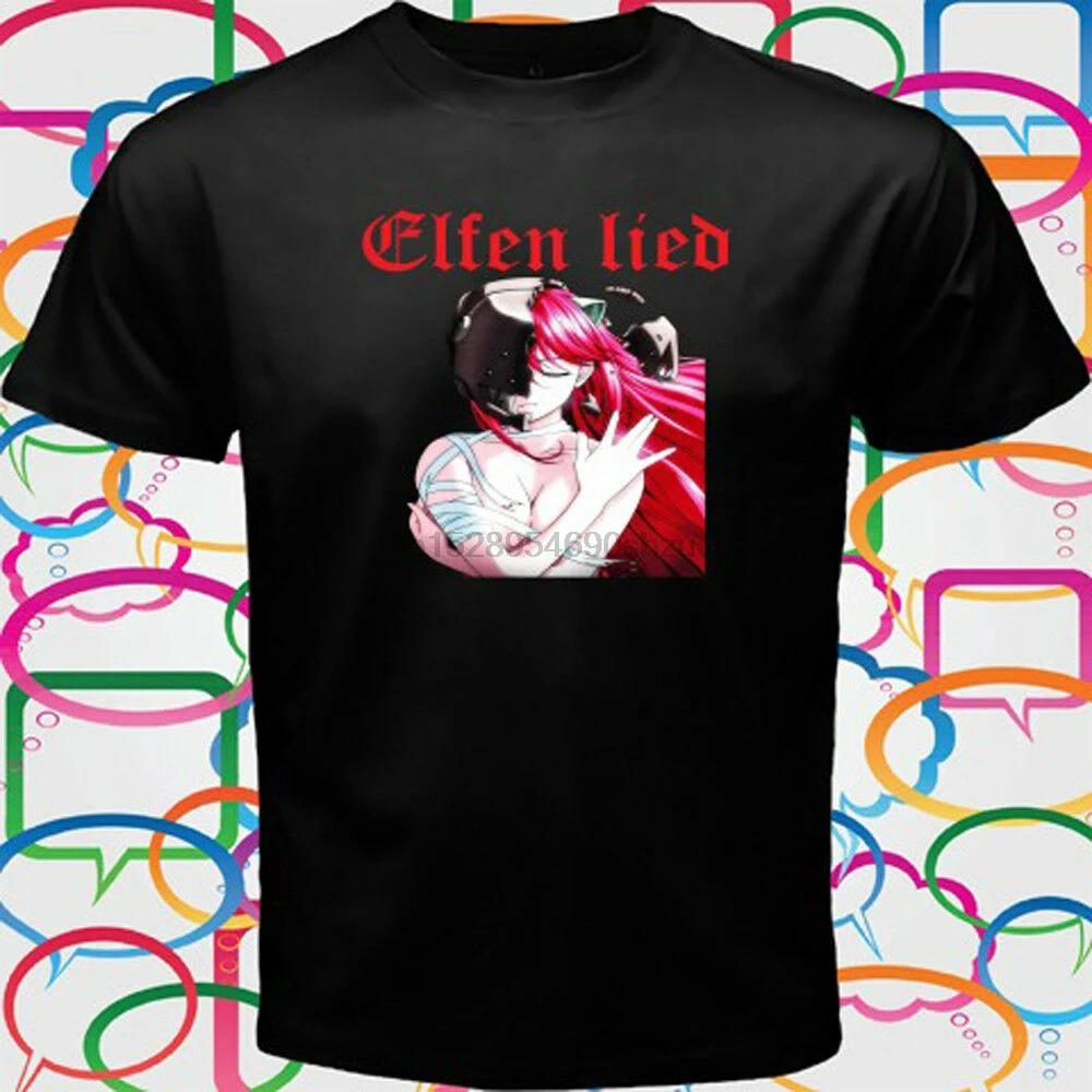 ELFEN LIED Аниме Манга Мужская Черная Футболка размер S до 3XL |
