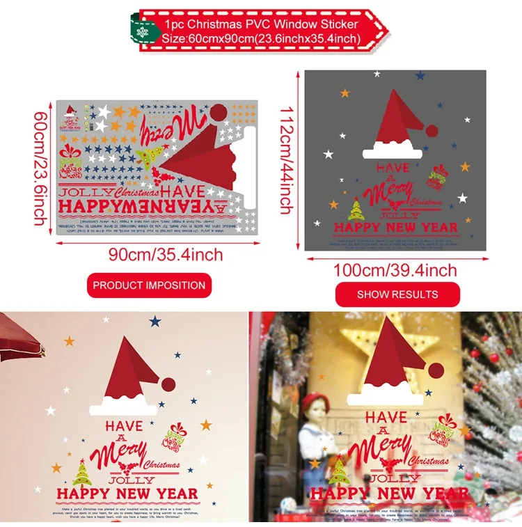 christmas sticker H FENGRISE Рождественское украшение для окна дома рождественские наклейки декор Рождественские украшения Рождественские подарки год - Цвет: christmas sticker H