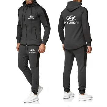 

Hoodies Men Sets for HYUNDAI Car Logo Printed Fashion Men Hoodie Casual Hoodies+Pants 2PCS Sporting Patchwork Suits 2Pcs