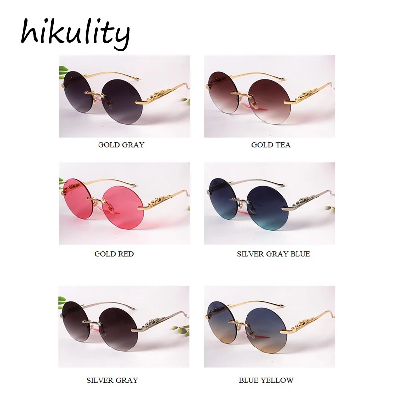 Unique Brand Leopard Leg Sunglasses For Men New Vintage Alloy Rimless Round Pilot Sun Glasses Women Gradient Eyewear_voghion.com