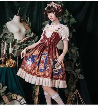 

Princess sweet lolita dress Originally Lolita Dress the Heart of Time and Wear Retro-printed JSK Suspension dress women HWK048