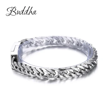 

Fashion New Link Chain Stainless Steel Bangles Women 8.5MM Wide Mens Buddha Bracelet 2018 Bicycle Chain Wristband ZTB423-5
