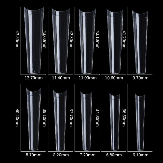 500 Pcs Extra Long C-Curve False Nail Tips DIY Nails Salon Tip Acrylic Transparent Natural Guide Capsule Coffin Artificial Nails Clear