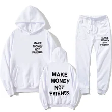 Hoodie Set MAKE MONEY NOT FRIENDS Hoodie + Jogging Pants Men and Women Fashion Letter Printing Couples Hoody Sweatshirt