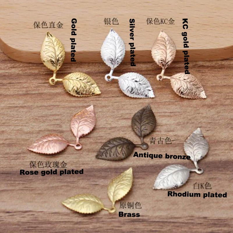 500pcs13x32mmTwinleavesfiligreeflowerwrapsconnectorflowerpiecejewelryconnectors
