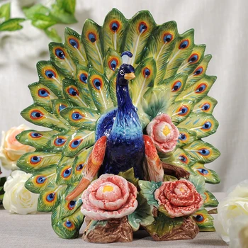 

WSHYUFEI EUROPEAN CERAMIC DECORATION PEACOCK FIGURINES LIVINGROOM OFFICE CREATIVITY CRAFTS DINING TABLE ORNAMENT WEDDING GIFT