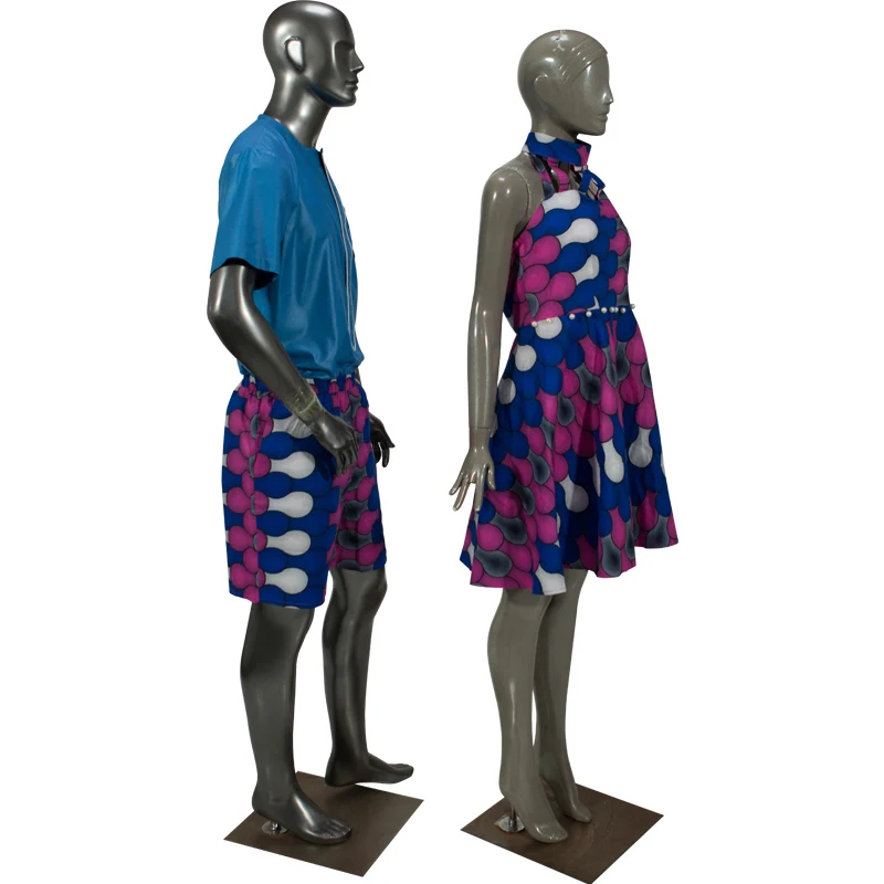 Летняя пара африканская одежда мужские шорты и женское платье миди Африканский принт Базен Riche платья без рукавов для влюбленных WYQ234