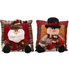 Новогодние украшения с дедом морозом снеговиком, наволочка для дома, Новогодние рождественские украшения Декор 35*35 см