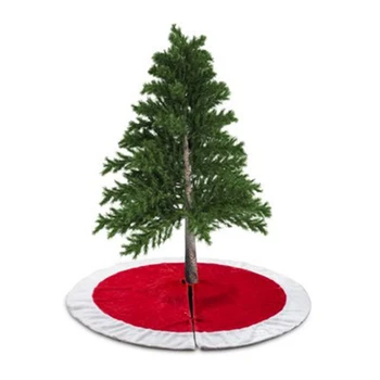 

90/120cm White Red Christmas Tree Skirt Santa Gift Bag Pattern Christmas New Year Home Decoration Tool