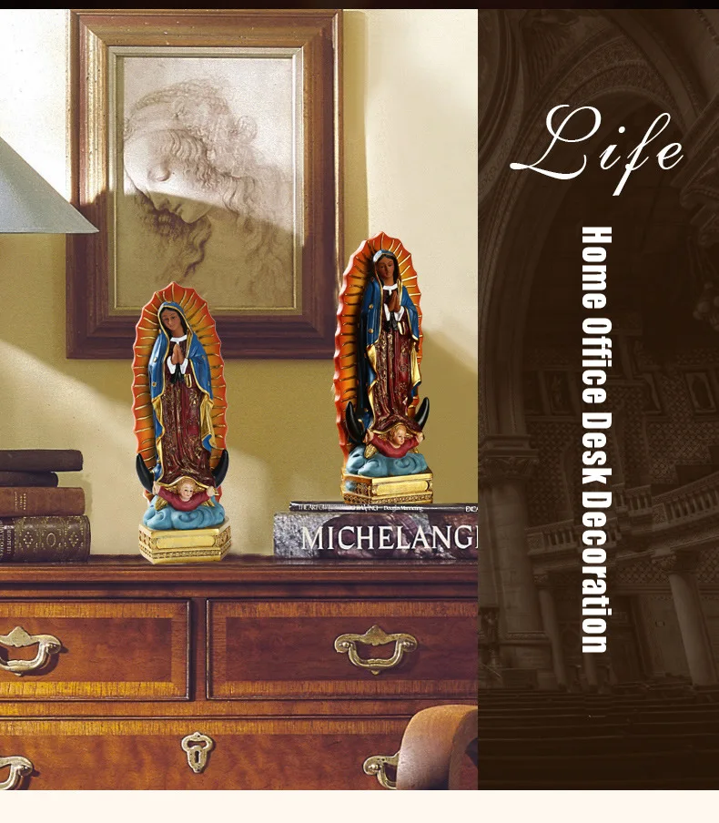 Mexiko Unsere Liebe Frau von Guadalupe Statue Figur Katholische Skulptur Harz Home Office Religiöse Dekoration Ornament Handwerk – Detail 7